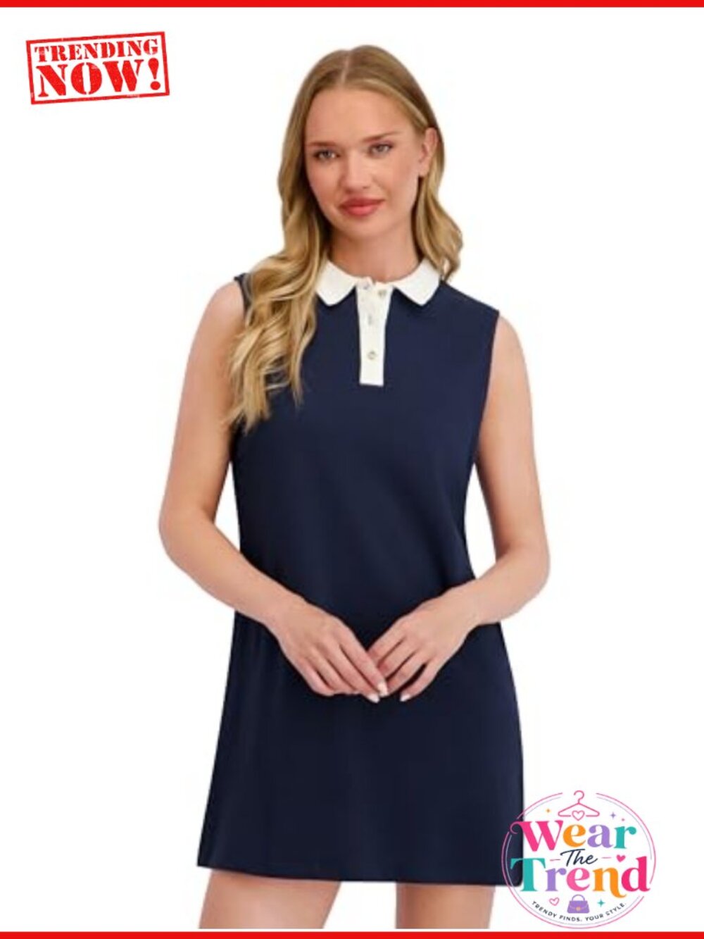 Sleeveless Polo Dress UPF 50+ Rib Collar Golf Tennis Midi